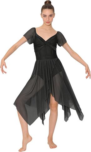 Lyrical Dance Dress for Women Elegant Flutter Sleeve Modern Contemporary Dance Costumes U-Back in Saudi Arabia