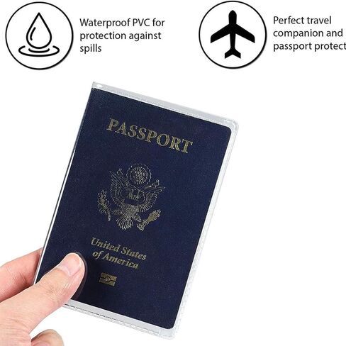 5 Pcs Passport Cover, Waterproof Passport Protector, Clear Passport Sleeve for Travel, Transparent Plastic Passport Book Holder for Students Passports Journal, Schools, Fits US Passports in Kuwait