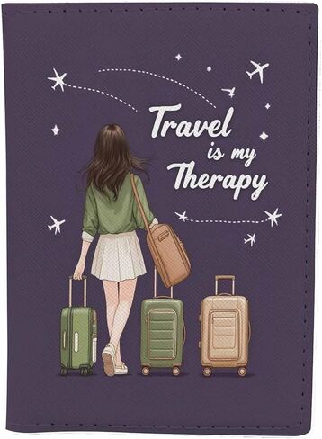 Beautiful Girl Passport Holder for Travel Travel is My Therapy PU Leather Passport Cover Wallet Cute Passport Card Holder for Women and Men in Saudi Arabia