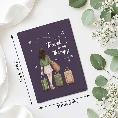 Beautiful Girl Passport Holder for Travel Travel is My Therapy PU Leather Passport Cover Wallet Cute Passport Card Holder for Women and Men in Saudi Arabia