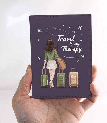 Beautiful Girl Passport Holder for Travel Travel is My Therapy PU Leather Passport Cover Wallet Cute Passport Card Holder for Women and Men in Saudi Arabia