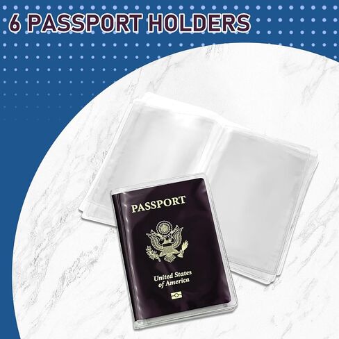 6PCS Clear Passport Sleeve Protector, Waterproof Plastic Passport Holder, Passport Protector for Travel, Transparent Passport Cover for Passports and Travel Documents in Kuwait
