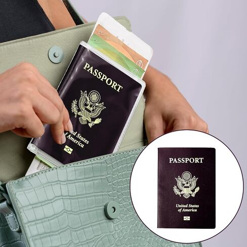 6PCS Clear Passport Sleeve Protector, Waterproof Plastic Passport Holder, Passport Protector for Travel, Transparent Passport Cover for Passports and Travel Documents in Kuwait