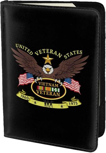 National Vietnam War Veterans Day Vietnam Veteran 5.5in Cowhide Passport Holder, Genuine Leather Travel Document Organizer, Durable Passport Case for Travel & Business in Kuwait