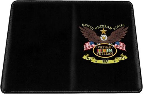 National Vietnam War Veterans Day Vietnam Veteran 5.5in Cowhide Passport Holder, Genuine Leather Travel Document Organizer, Durable Passport Case for Travel & Business in Kuwait