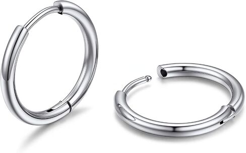 PROSTEEL Mens Hoop Earring, Stainless Steel Silver/Black/14K Gold Hoop Earrings for Men, Hypoallergenic & Lightweight Sleeper Huggies Earring Jewelry with Gift Box in Kuwait