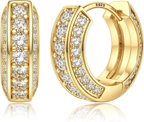 BESTEEL Earrings For Men - Hypoallergenic 14K Gold Plated Small Hoop Earrings With S925 Sterling Silver Posts Trendy Thick Lightweight Silver CZ Cartilage Huggie Hoops Mens Earrings for Sensitive Ears in Kuwait
