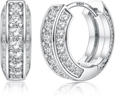 BESTEEL Earrings For Men - Hypoallergenic 14K Gold Plated Small Hoop Earrings With S925 Sterling Silver Posts Trendy Thick Lightweight Silver CZ Cartilage Huggie Hoops Mens Earrings for Sensitive Ears in Kuwait