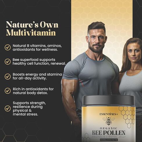Bee Pollen Capsules W/Propolis & Royal Jelly - Propolis Capsules, Bee Pollen Organic for Breast Growth, Royal Jelly Capsule – Non-GMO, Natural Energy, Immune & Vitality Support for Men & Women in Kuwait