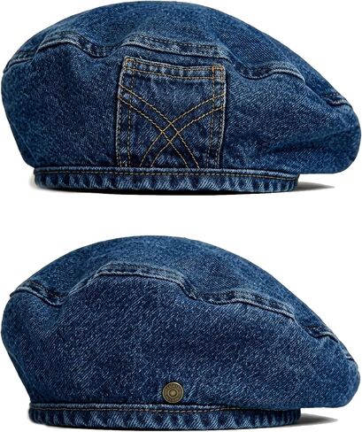 Women's Vintage Denim Beret Hat - Classic Chic French Artist Newsboy Cap for Casual Daily Outfits & Travel Wear in Kuwait