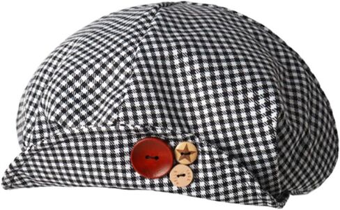 FZBNSRKO Lovely French Beret Hats Button Decorative Black/White Check Beret Hats for Women Girls in Kuwait