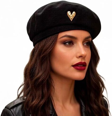 Women Beret Hat French Style - Black Beret Hats Men Army Style Classic All Seasons for Daily, Travel & Elegant Outfits in Kuwait