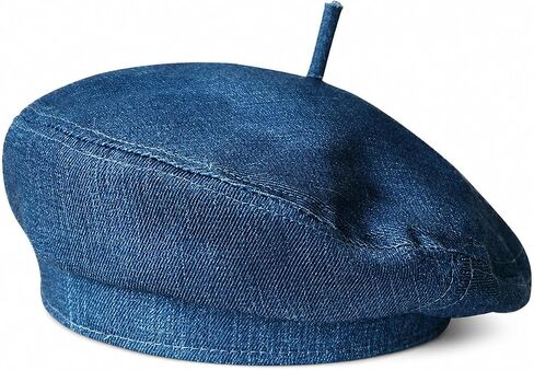 Y2K Denim Beret Hat for Women 90s Retro Painter Cap Kpop Hip Hop Flat Cap for Costume Party Streetwear Outfits in Kuwait
