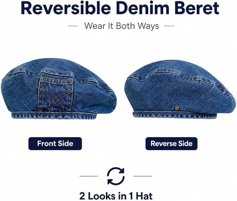 Y2K Denim Beret Hat for Women 90s Retro Painter Cap Kpop Hip Hop Flat Cap for Costume Party Streetwear Outfits in Kuwait