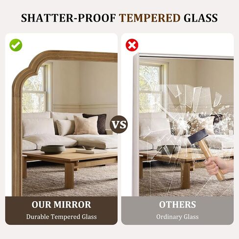 WallBeyond 24" x 36" Natural Wood Mirror for Wall Mounted, Rustic Wood Frame Wall Mirrors Decorative for Living Room or Bathroom Mirror (Natural Color) in Saudi Arabia