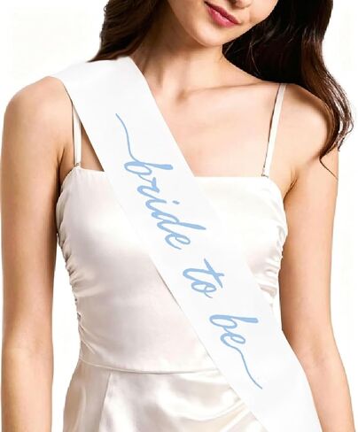 2PCS Blue Bride To Be Sash and Bridal Veil Blue White Bride Sash Bachelorette Veils for Women Bachelorette Bridal Shower Engagement Party Accessories in Saudi Arabia