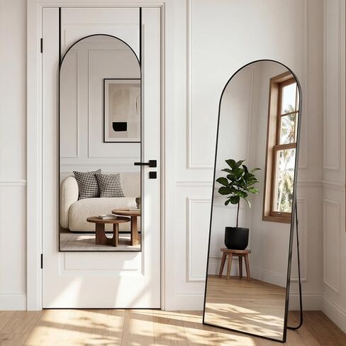 58"x20" Arched Full Length Door Mirror, Over-the-Door Hanging, Floor Standing, Wall Mounted or Leaning, Metal Frame Body Mirror for Bedroom, Living Room, Closet, Dorm, Gold in Kuwait
