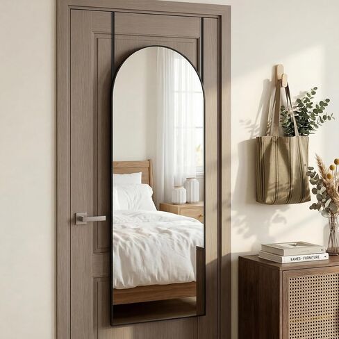 58"x20" Arched Full Length Door Mirror, Over-the-Door Hanging, Floor Standing, Wall Mounted or Leaning, Metal Frame Body Mirror for Bedroom, Living Room, Closet, Dorm, Gold in Kuwait