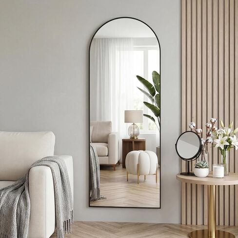58"x20" Arched Full Length Door Mirror, Over-the-Door Hanging, Floor Standing, Wall Mounted or Leaning, Metal Frame Body Mirror for Bedroom, Living Room, Closet, Dorm, Gold in Kuwait