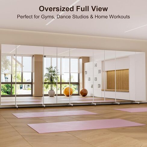 brisafe NanoMirror Non-Glass Ultra-Light Foldable Home Gym on Wheels, 55"x71" Extra Large Full Body Unbreakable Shatterproof Mirror, 360° Swivel for Yoga, Dance, Fitness Studio & Home Gym, Black in Saudi Arabia