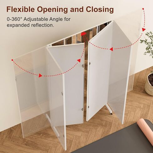 brisafe NanoMirror Non-Glass Ultra-Light Foldable Home Gym on Wheels, 55"x71" Extra Large Full Body Unbreakable Shatterproof Mirror, 360° Swivel for Yoga, Dance, Fitness Studio & Home Gym, Black in Saudi Arabia