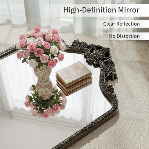 71"x32" Bronze Arched Full Length Mirror with Stand, Full Body Mirrors for Leaning or Hanging, Traditional Ornate Vintage Floor Mirror,Baroque Antique Long Mirrors for Wall,Decor, Living Room, Bedroom in Saudi Arabia