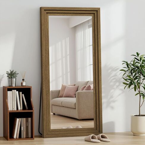 Full Length Mirror 71"x30", Large Solid Wood Frame Floor Mirror, Leaning Floor Mirror, Stable Frame, Shatterproof Glass, Modern Classic Style for Bedroom, Living Room, Entryway in Saudi Arabia