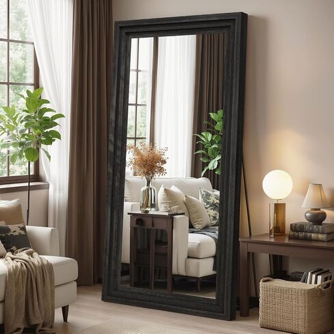 Full Length Mirror 71"x30", Large Solid Wood Frame Floor Mirror, Leaning Floor Mirror, Stable Frame, Shatterproof Glass, Modern Classic Style for Bedroom, Living Room, Entryway in Saudi Arabia