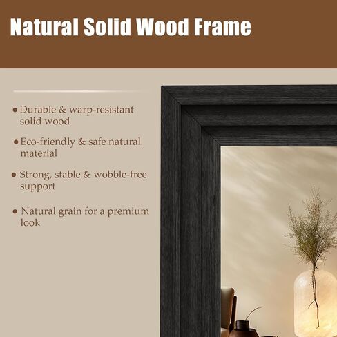 Full Length Mirror 71"x30", Large Solid Wood Frame Floor Mirror, Leaning Floor Mirror, Stable Frame, Shatterproof Glass, Modern Classic Style for Bedroom, Living Room, Entryway in Saudi Arabia