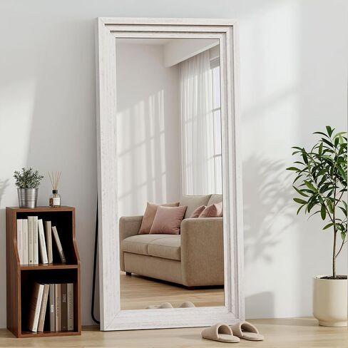 Full Length Mirror 71"x30", Large Solid Wood Frame Floor Mirror, Leaning Floor Mirror, Stable Frame, Shatterproof Glass, Modern Classic Style for Bedroom, Living Room, Entryway in Saudi Arabia