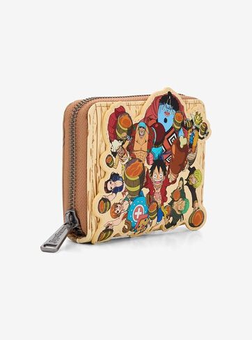 محفظة Loungefly One Piece Group Portrait Wood Grain - BoxLunch حصريًا باللون الكريمي in Kuwait
