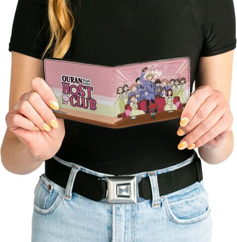 Buckle-Down Ouran High School Host Club Wallet, Bifold, Ouran Host Club Tamaki Presentation Scene and Logo Pinks, Vegan Leather in Kuwait