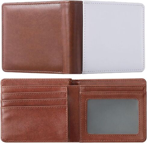 10 Pieces Brown Color Sublimation Blank Men Wallets Card Holder Gifts Wallet Employee Appreciation Thank You Gifts Graduation Heat Transfer Sublimation Wallet for Men Father's Day in Saudi Arabia