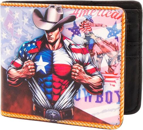 TOPACC Western Bifold Wallet for Boys Ages 4-5-6-7-8-9-10-11-12-13-14-15-16 with Zipper Pocket Card Slots & ID Window Faux Leather Teenager Cowboy Cowgirl Gifts in Saudi Arabia
