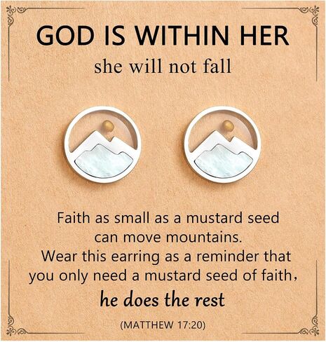 Eryuor God Is Within Her - Gold/Silver Mustard Seed Earrings Inspirational Christian Gifts for Teen Girls Women in Saudi Arabia