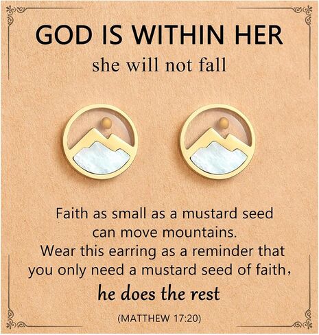 Eryuor God Is Within Her - Gold/Silver Mustard Seed Earrings Inspirational Christian Gifts for Teen Girls Women in Saudi Arabia