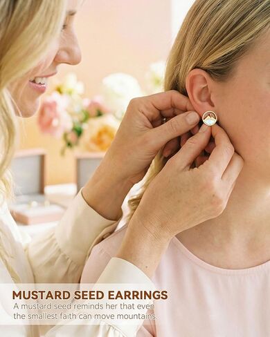 Eryuor God Is Within Her - Gold/Silver Mustard Seed Earrings Inspirational Christian Gifts for Teen Girls Women in Saudi Arabia