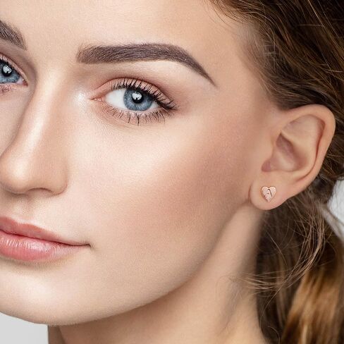 Turandoss Mothers Day Gifts for Mom Daughter Heart Initial Stud Earrings for Women Girls - S925 Sterling Silver Post 14K Gold Plated Hypoallergenic Little Heart Earrings Mothers Day Gifts for Mom in Kuwait