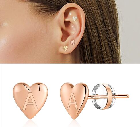 Turandoss Mothers Day Gifts for Mom Daughter Heart Initial Stud Earrings for Women Girls - S925 Sterling Silver Post 14K Gold Plated Hypoallergenic Little Heart Earrings Mothers Day Gifts for Mom in Kuwait