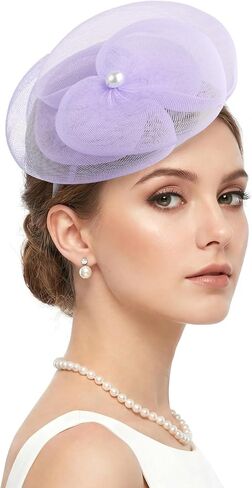 1920s Fascinators Hat for Women Tea Party Flower Headpiece Mesh Hair Clip for Bridal Wedding in Kuwait