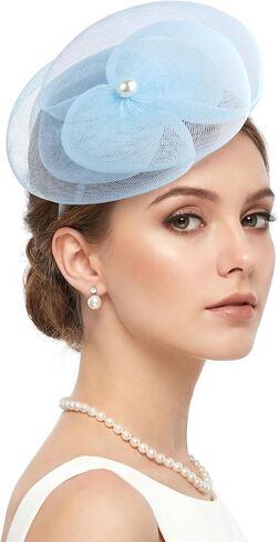 1920s Fascinators Hat for Women Tea Party Flower Headpiece Mesh Hair Clip for Bridal Wedding in Kuwait