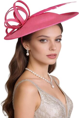 Women's Faux Feather Polyester Kentucky Derby Saucer Hats Fascinators with Headband in Kuwait