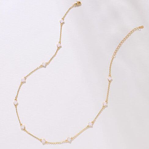 Billet-doux 14K Dainty Gold Plated Tiny Clovers Necklace For Women, Colorful Dainty Very Small 4-Leaf Clovers Gold Plated Choker Necklace, Stackable Jewelry Gifts Perfect for Her in Saudi Arabia