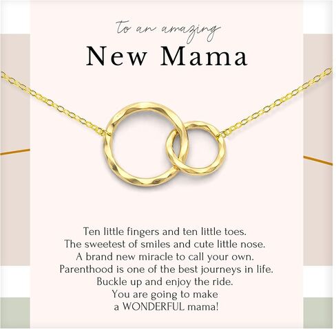 قلادة HOPE LOVE SHINE Twins "Mom to Be" - هدية عيد الأم الأولى للأم الحامل للتوائم - قلادة من الفضة الإسترليني بدائرة مزدوجة in Kuwait