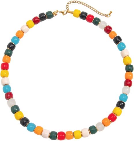 Colorful Chunky Necklaces for Women Summer Beach Jewelry Chunky Beaded Necklace for Women Boho Chunky Statement Choker Necklaces Y2K Summer Jewelry in Saudi Arabia