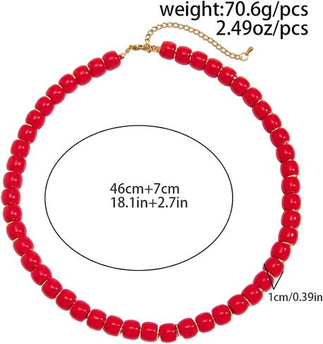 Colorful Chunky Necklaces for Women Summer Beach Jewelry Chunky Beaded Necklace for Women Boho Chunky Statement Choker Necklaces Y2K Summer Jewelry in Saudi Arabia