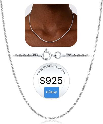 1.5mm Snake Chain 925 Sterling Silver Chain Necklace for Women, 18k Gold Plated Chains for Women Sturdy Women’s Chains Necklace, 16 18 20 22 24 Inch in Kuwait