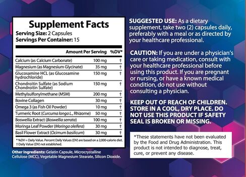 Advance Gold – Glucosamine Chondroitin MSM Turmeric Boswellia Calcium & Magnesium – Advanced Joint Comfort – Advanced Mobility Support – Supports Joint Lubrication – Inflammation Balance – 30 Capsules in Saudi Arabia