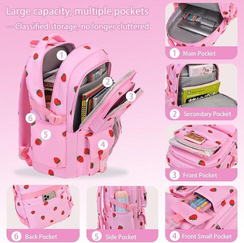 Girls Backpack Set with Lunch Box & Pencil Case, Floral Print Girls School Backpack for Elementary/Middle/High School (Rainbow) in Kuwait