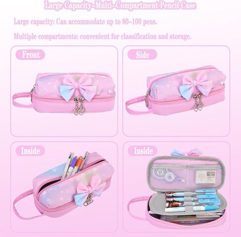 Girls Backpack Set with Lunch Box & Pencil Case, Floral Print Girls School Backpack for Elementary/Middle/High School (Rainbow) in Kuwait